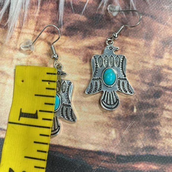 Thunderbird Turquoise Bead Earrings - Western - Picture 4 of 5